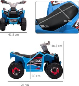 HOMCOM Elektryczny Quad dla Dzieci, 2,5 km/h, Jazda do Przodu &amp; do Tyłu, dla 18-36 Miesięcy, Niebieski