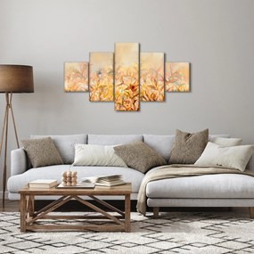 Obraz - Liście w jesiennych kolorach, obraz olejny (125x70 cm)