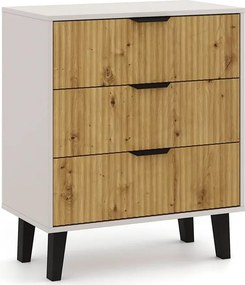 Ryflowana komoda z 3 szufladami kaszmir + dąb artisan R5-H71