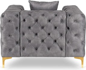 Fotel Wypoczynkowy SORRENTO 1S Szary Welurowy Glamour