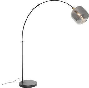 Lampa łukowa czarna ze złotem i dymionym szkłem - Zuzanna
