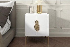 Biała szafka nocna Skandica MERLIN ze złotymi dodatkami