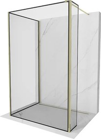Mexen Kioto ścianka prysznicowa Walk-in 140 x 100 x 30 cm, czarna ramka, złota - 800-140-100-221-50-70-030