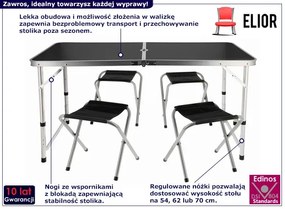 Czarny turystyczny zestaw mebli ogrodowych A9-E76