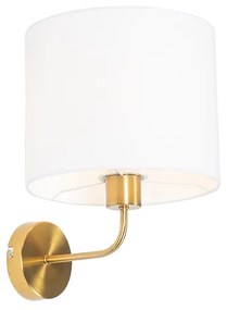 Klasyczna lampa ścienna złota z abażurem z tkaniny w kolorze białym - Cas klasyczny/Antyczny Oswietlenie wewnetrzne