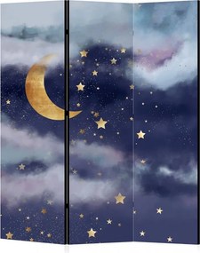 Parawan pokojowy 3-częściowy 135x172 Dwustronny dekoracyjny romantyczny fantasy Niebieski Złoty Księżyc I Gwiazdy