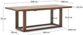 Stół z litego drewna tekowego 100x220 cm Sashi – Kave Home
