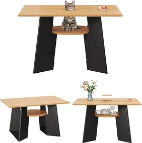 Stół jadalny - 130 x 85 x 75 cm - z miejscem dla zwierząt i tacką - MDF - czarny