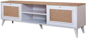 Stojak pod TV – 55 cm x 180 cm x 41 cm – Biały i Dąb – MDF