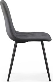 Zestaw 4 grafitowych krzeseł tapicerowanych welurem -Selvaro