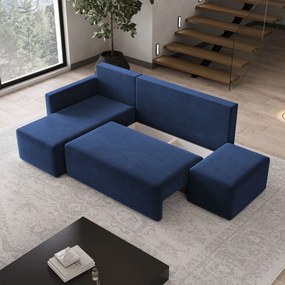 Masseno Narożnik VELOTTI z funkcją spania i pojemnikiem na pościel Narozniki L, Rozkładana sofa - Niebieski, KRONOS 09