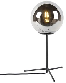 Lampa stołowa art deco czarna z przydymionym szkłem 45,5 cm - Pallon