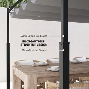 Outsunny Pergola ok. 3x3 m wolnostojące zadaszenie tarasu z rozsuwanym dachem, magnetyczna podkładka, słup 8 cm, odporne na UV | Aosom PL