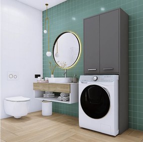 Szafka na pralkę, szara matowa, 31 x 64 x 180 cm