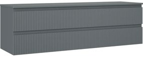 Mexen Rivel szafka łazienkowa podumywalkowa 160 cm z blatem, 2 szuflady, ryflowana , grafit mat - 91A20-16047-2-BFFC66