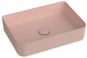 Umywalka ceramiczna nablatowa różowa bez otworu na baterie 50 x 35 cm LERA pink