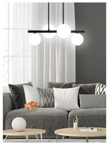 Czarna lampa wisząca ze szklanym kloszem 25x59 cm Kama – Candellux Lighting
