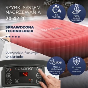 Nadmuchiwane jacuzzi OASIS dla 6 osób, kwadratowe, czarne Casaria