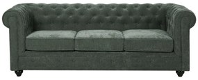 Kanapa 3-osobowa z zielonej tkaniny CHESTERFIELD