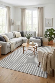 Elegancki szaro - biały dywan w tłoczone wzory T9-C86