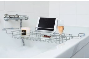 Metalowa regulowana półka na wannę w kolorze srebra PT LIVING Tub, 61-86 cm