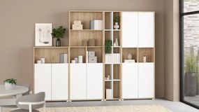 Czterodrzwiowy regał biurowy Sign 80 jackson hickory/biały mat