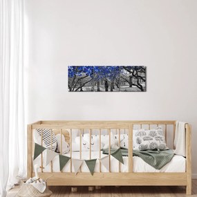Obraz - Niebieskie drzewa, Central Park, New York (z zegarem) (90x30 cm)