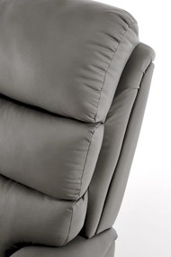 Fotel do salonu wypoczynkowy popielaty, rozkładany eco skóra PERUS