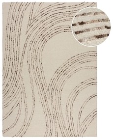 Brązowo-kremowy wełniany dywan 200x290 cm Abstract Swirl – Flair Rugs