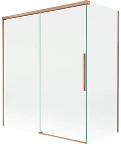 Mexen Rox parawan nawannowy 2-skrzydłowy rozsuwany 140 + 70 x 150 cm, transparent, miedż szczotkowana - 8C9-140-070-65-00