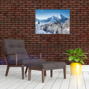 Obraz na szkle - Rzut oka na zimowy krajobraz (70x50 cm)