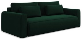 Zielona aksamitna rozkładana/ze schowkiem sofa 238 cm Kapua – Makamii