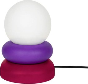 Czerwona/fioletowa lampa stołowa z litego drewna ze szklanym kloszem (wysokość 24 cm) Otem – noo.ma