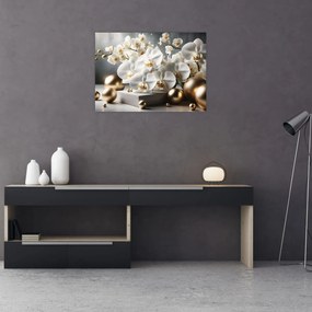 Obraz - Orchidea i złote kule (70x50 cm)