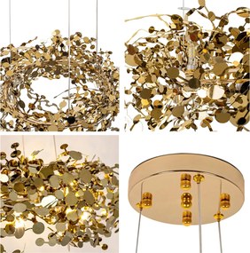 Designerska lampa wisząca Monete 60, złota