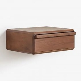 Pack 2 Prostokątnych Wiszących Szafek Nocnych 40x30 Cm Z Drewna Akacjowego Nordilan Ciemny Akacjowy Brąz - Sklum