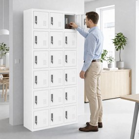 Szafka pracownicza skrytkowa biała, 900x1850x400 mm: KAROL