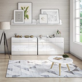 Komoda Dwudrzwiowa z Szufladami do Salonu MIST 90 cm Biały połysk Nowoczesna