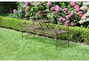 Brązowa metalowa ławka ogrodowa Saket – Garden Pleasure