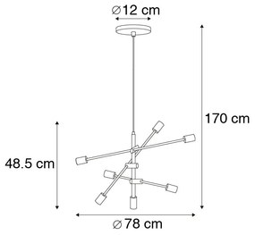 Industrialna lampa wisząca czarna 6-punktowa - SydneyPrzemysłowy Oswietlenie wewnetrzne