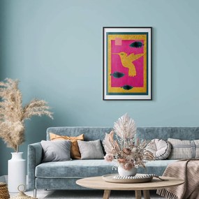 Plakat złotą koliber 21x30 cm z ramą czarną z marginesem ARTGEIST B