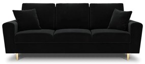 Czarna aksamitna rozkładana/ze schowkiem sofa 235 cm Kyoto – Cosmopolitan Design