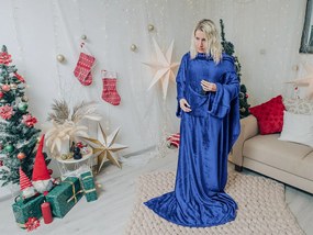 Koc z rękawami WRAPME granatowy