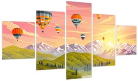 Obraz balonów nad krajobrazem (125x70 cm)