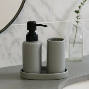 Zestaw łazienkowy PLY, ceramiczny dozownik, kubek i taca