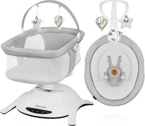 Lionelo - Huśtawka dla dzieci z melodią 2w1 BELLA Grey Concrete + pilot zdalnego sterowania