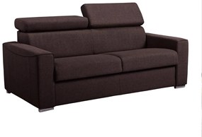 Kanapa rozkładana 3-osobowa VIZIR typu express z tkaniny – kolor brązowy – miejsce do spania z szerokimi listewkami, 140 cm – materac 14 cm