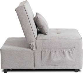 Fotel Wypoczynkowy Rozkładany IBERIS 80 cm Szary Tapicerowany Nowoczesny