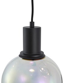 Designerska lampa wisząca czarna z przezroczystym szkłem okrągła 3-punktowa - MallonDesignerski Oswietlenie wewnetrzne