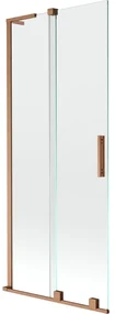 Mexen Velar L parawan nawannowy 2-skrzydłowy rozsuwany 80 x 150 cm, transparent, miedź szczotkowana - 896-080-003-01-65